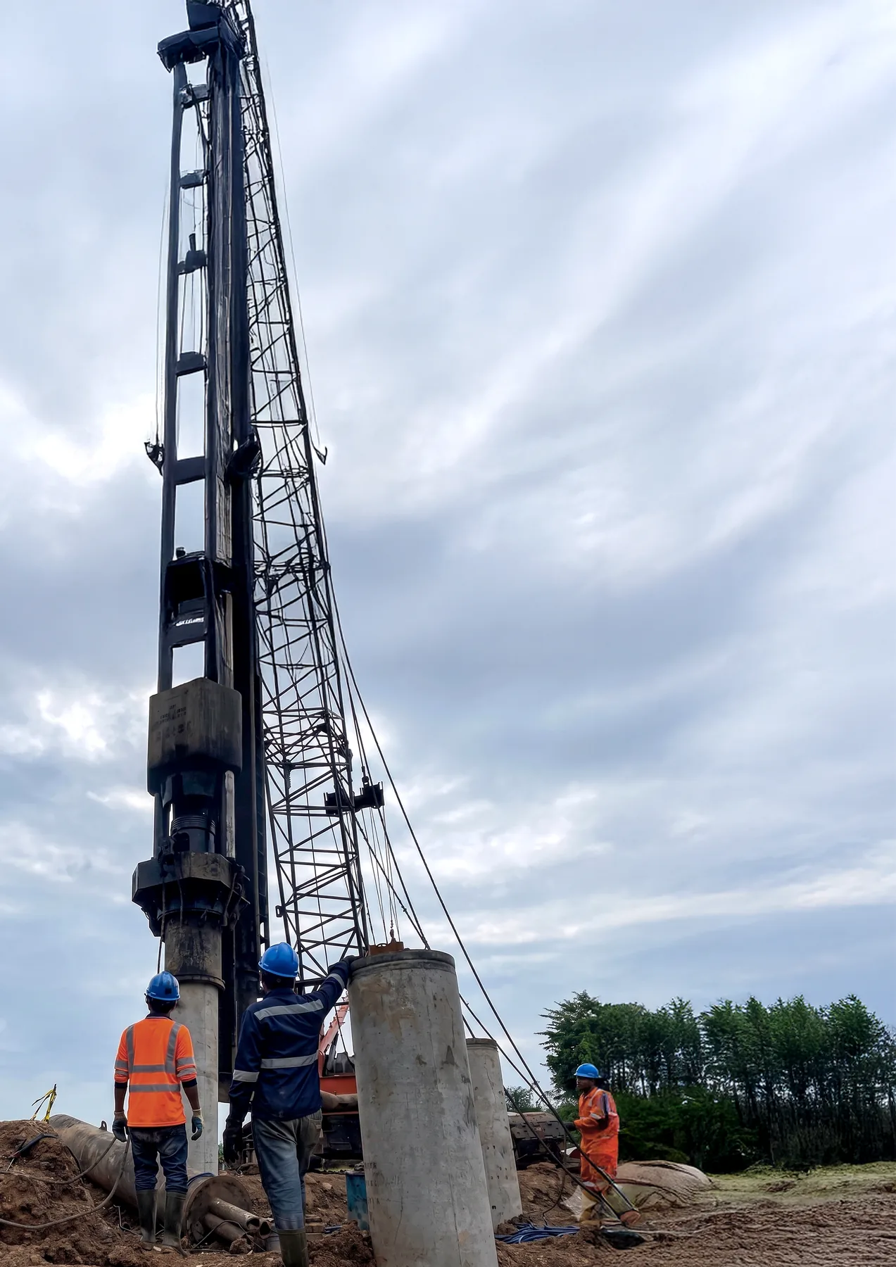 Piling rig working on foundation site
